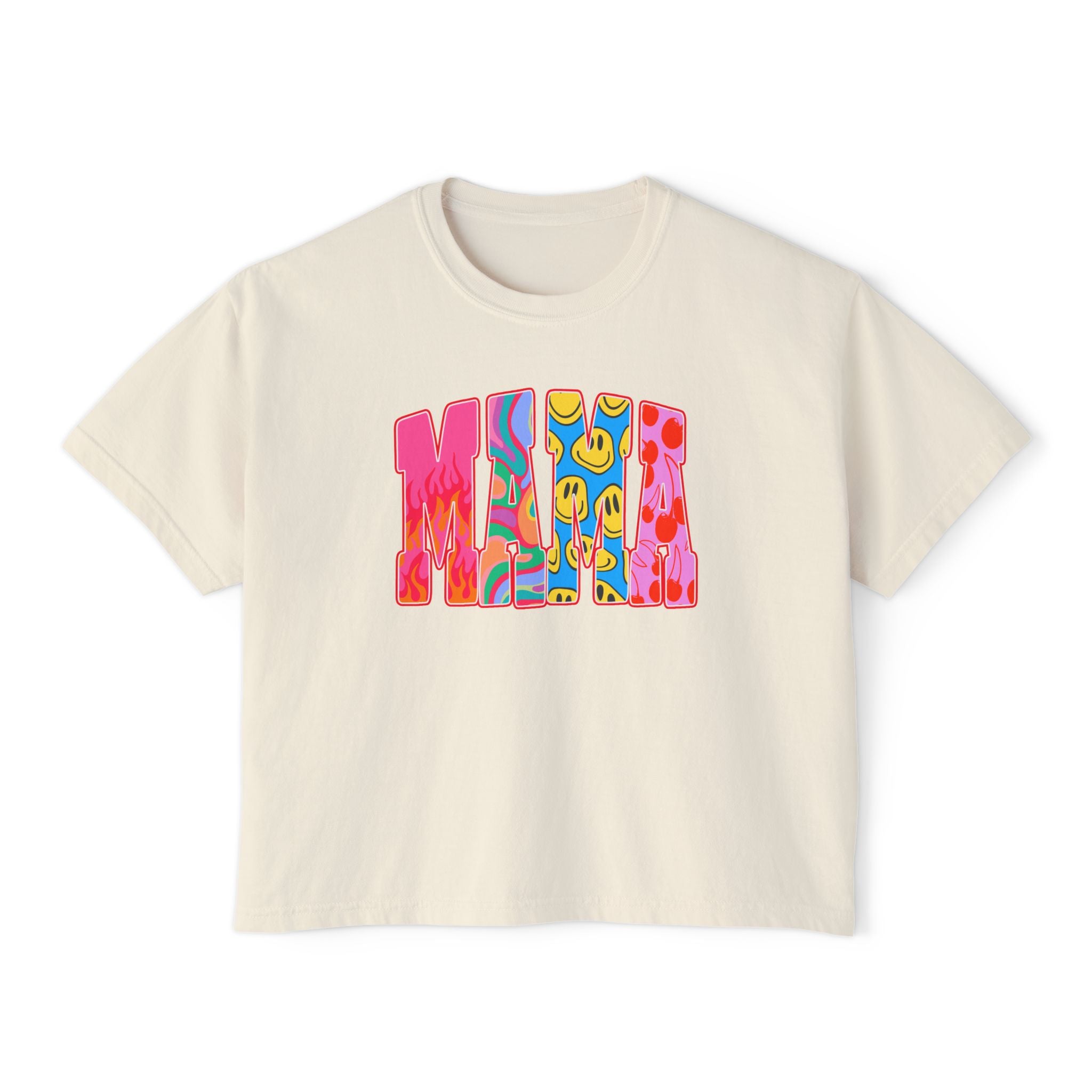 Mama Retro Graphic Tee — Women's Boxy Cropped T-Shirt
