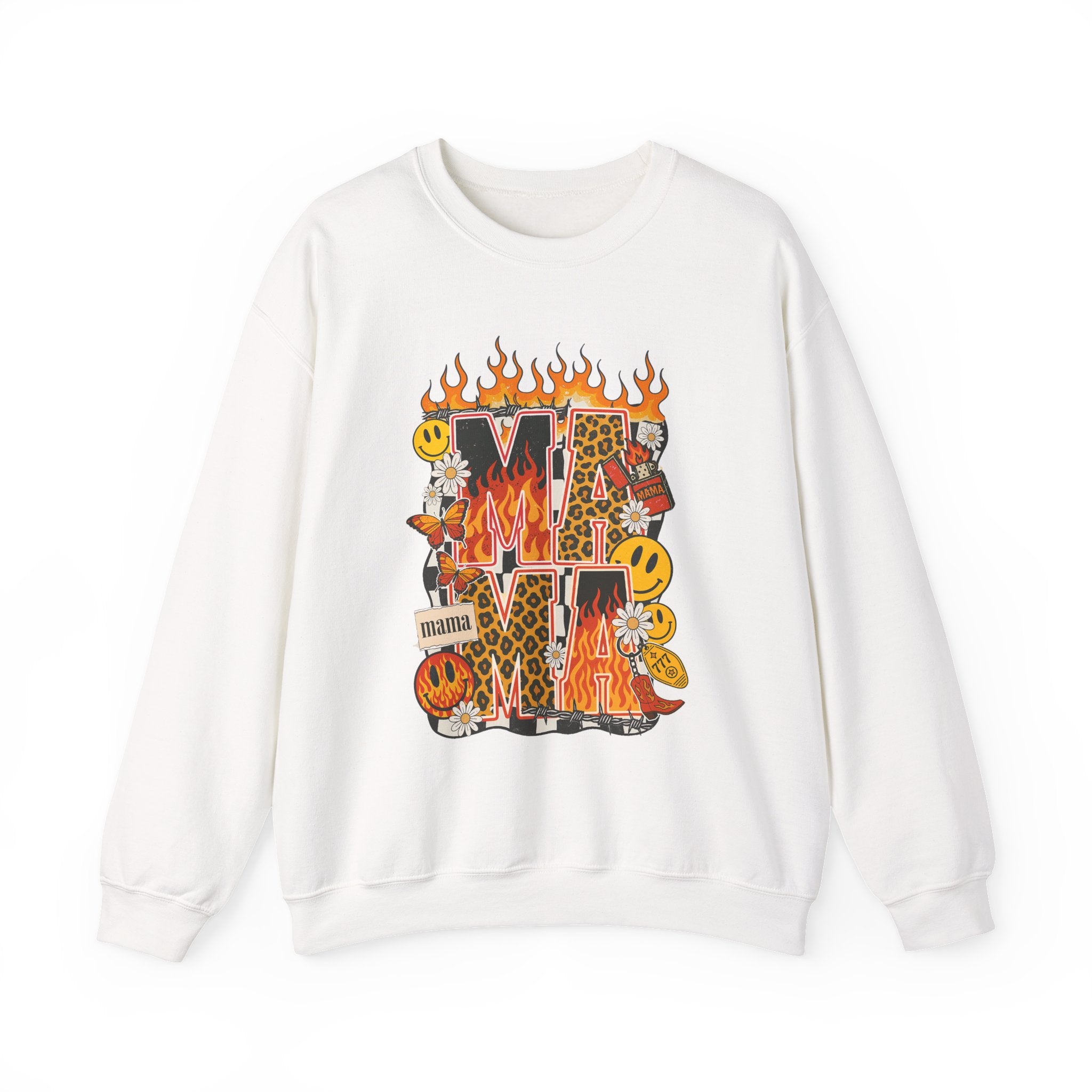 Crewneck Sweatshirt — Fiery ‘MAMA’ Graphic