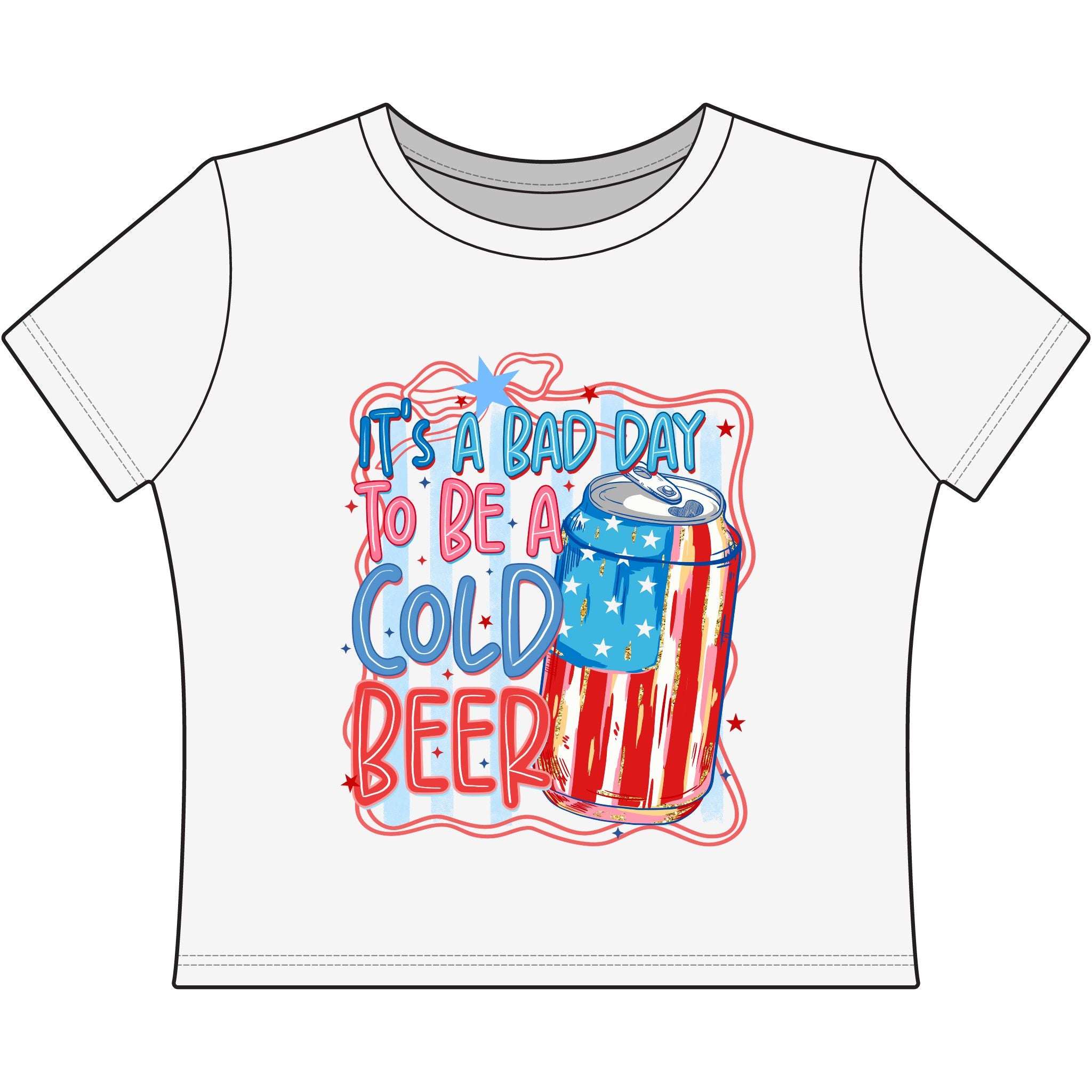 Patriotic 'It's a Bad Day to Be a Cold Beer' Women's Baby Tee