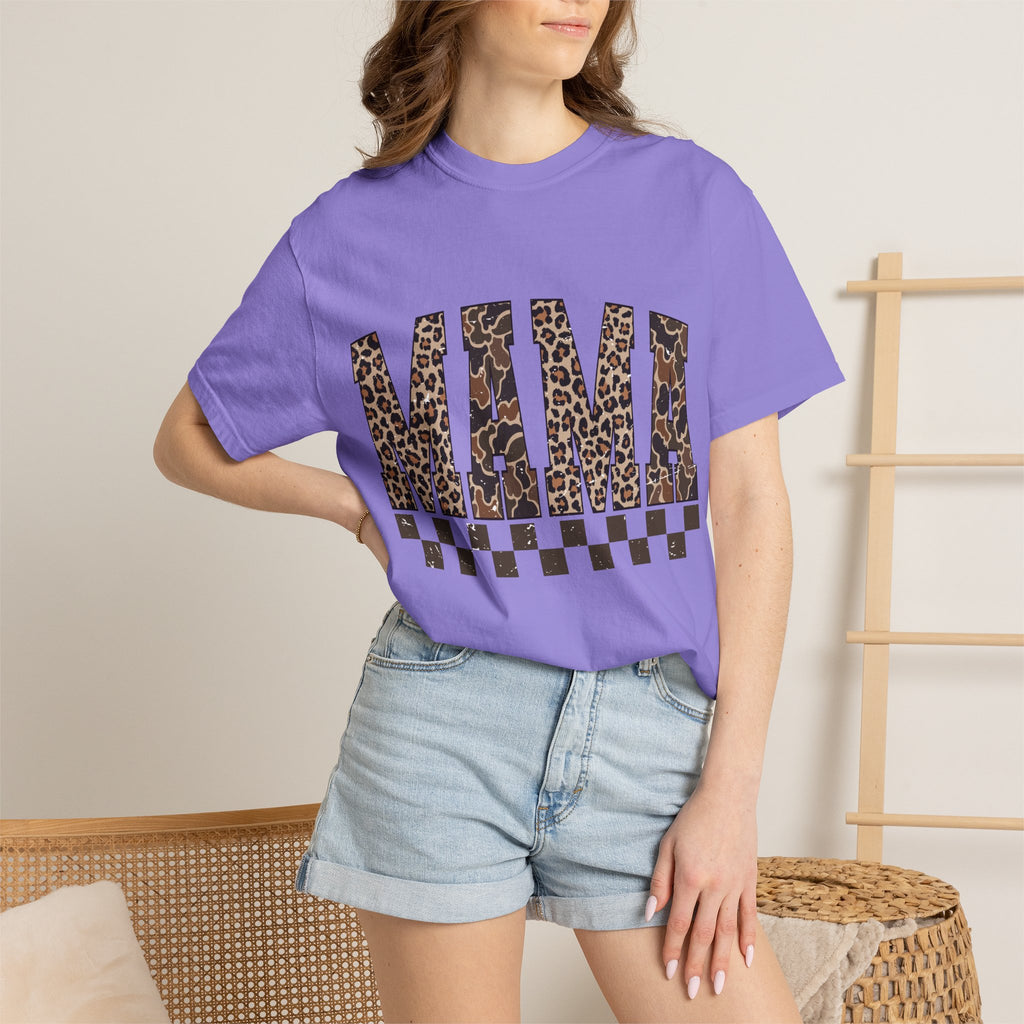 Mama  Leopard-Checkered Print T-Shirt