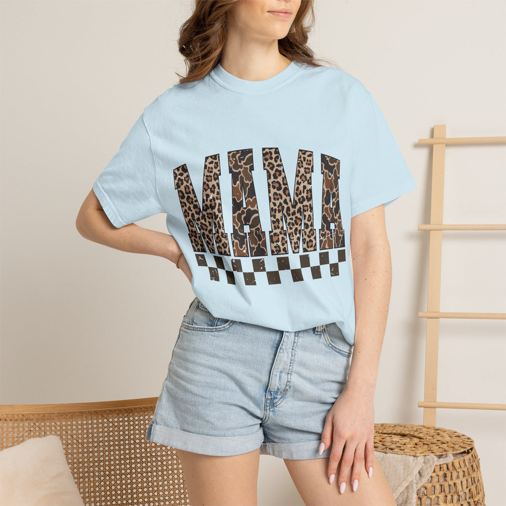 Mama  Leopard-Checkered Print T-Shirt