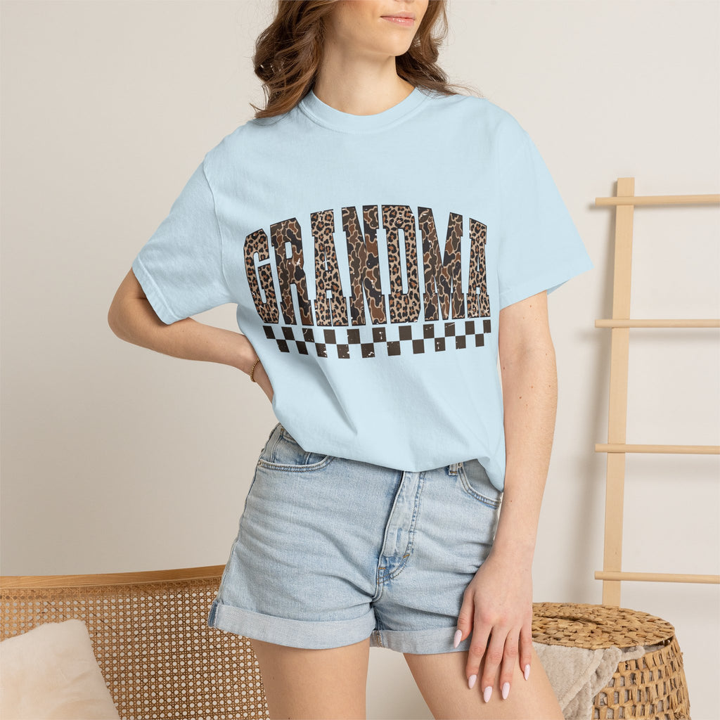 Grandma Leopard-Checkered Print T-Shirt