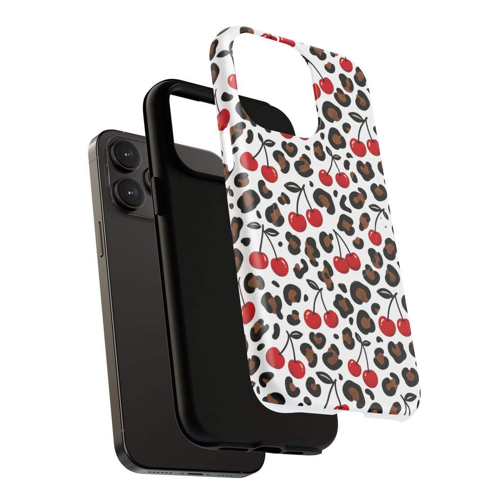 Cherry Leopard Tough Magnetic Phone Case — Protective Magnetic iPhone Cover with Red Cherry & Leopard Print