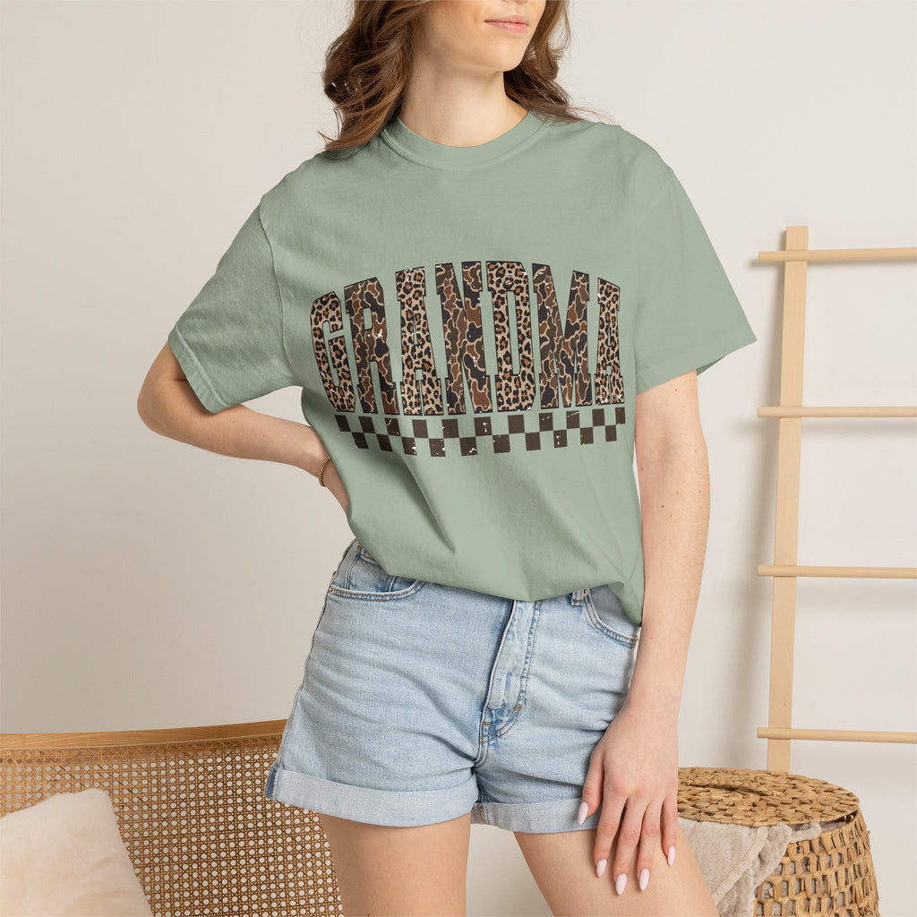 Grandma Leopard-Checkered Print T-Shirt