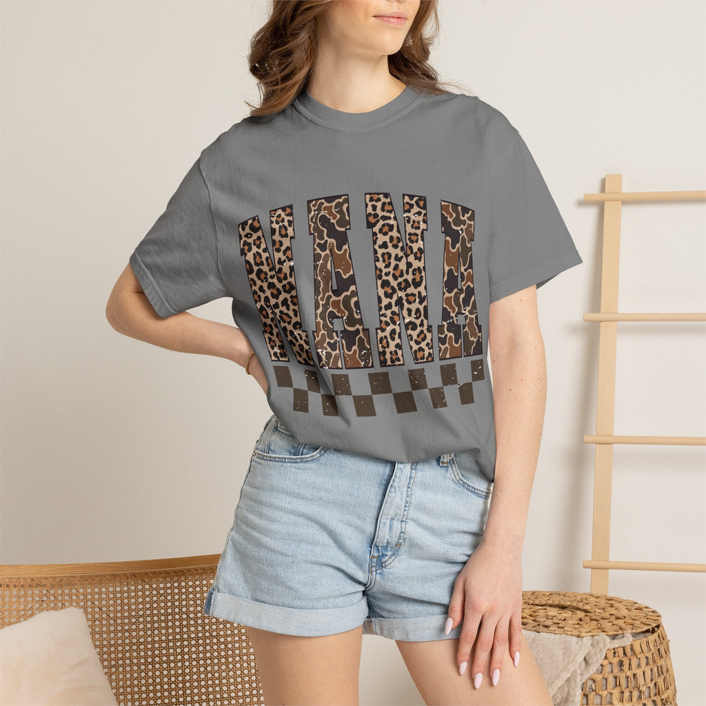 Nana Leopard-Checkered Print T-Shirt