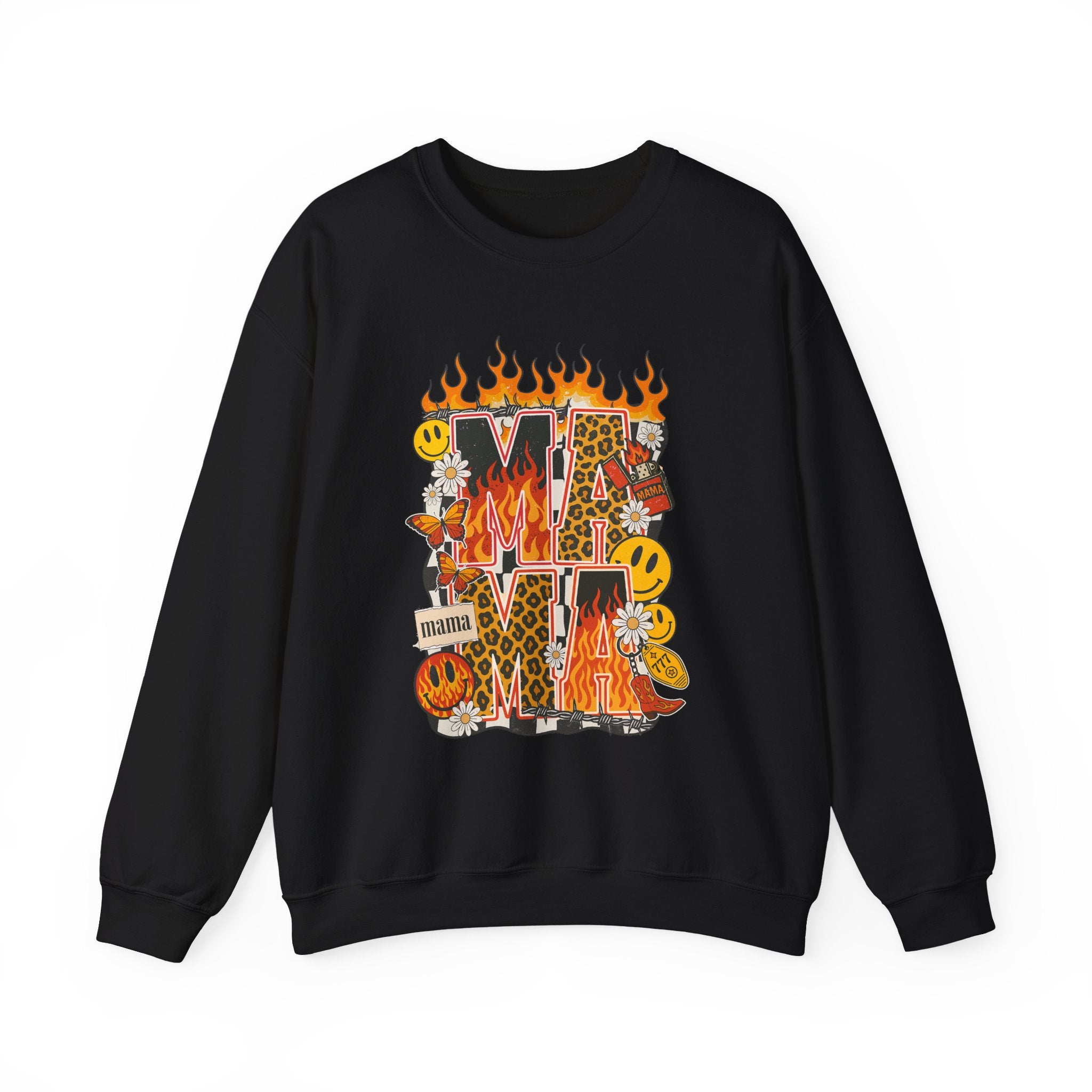 Crewneck Sweatshirt — Fiery ‘MAMA’ Graphic