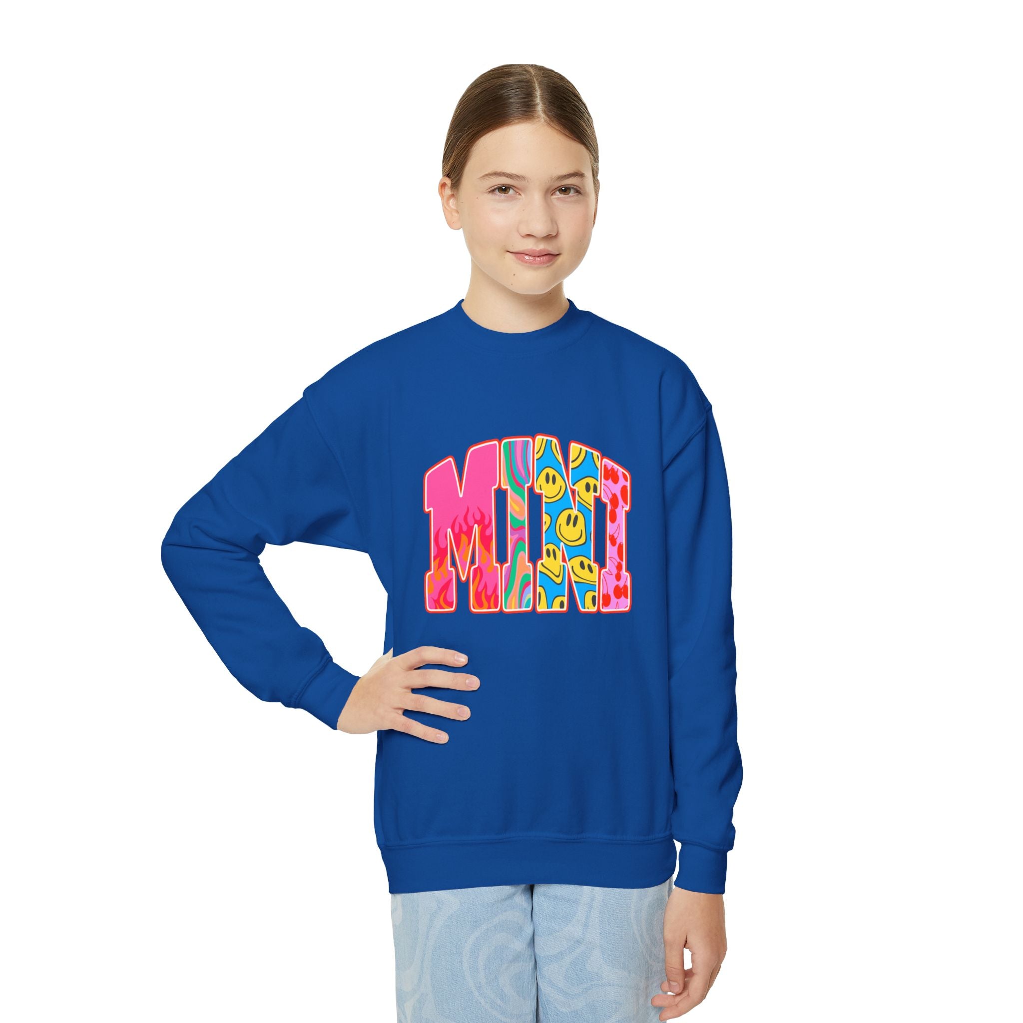 Youth Crewneck Sweatshirt — Retro 'MINI' Graphic