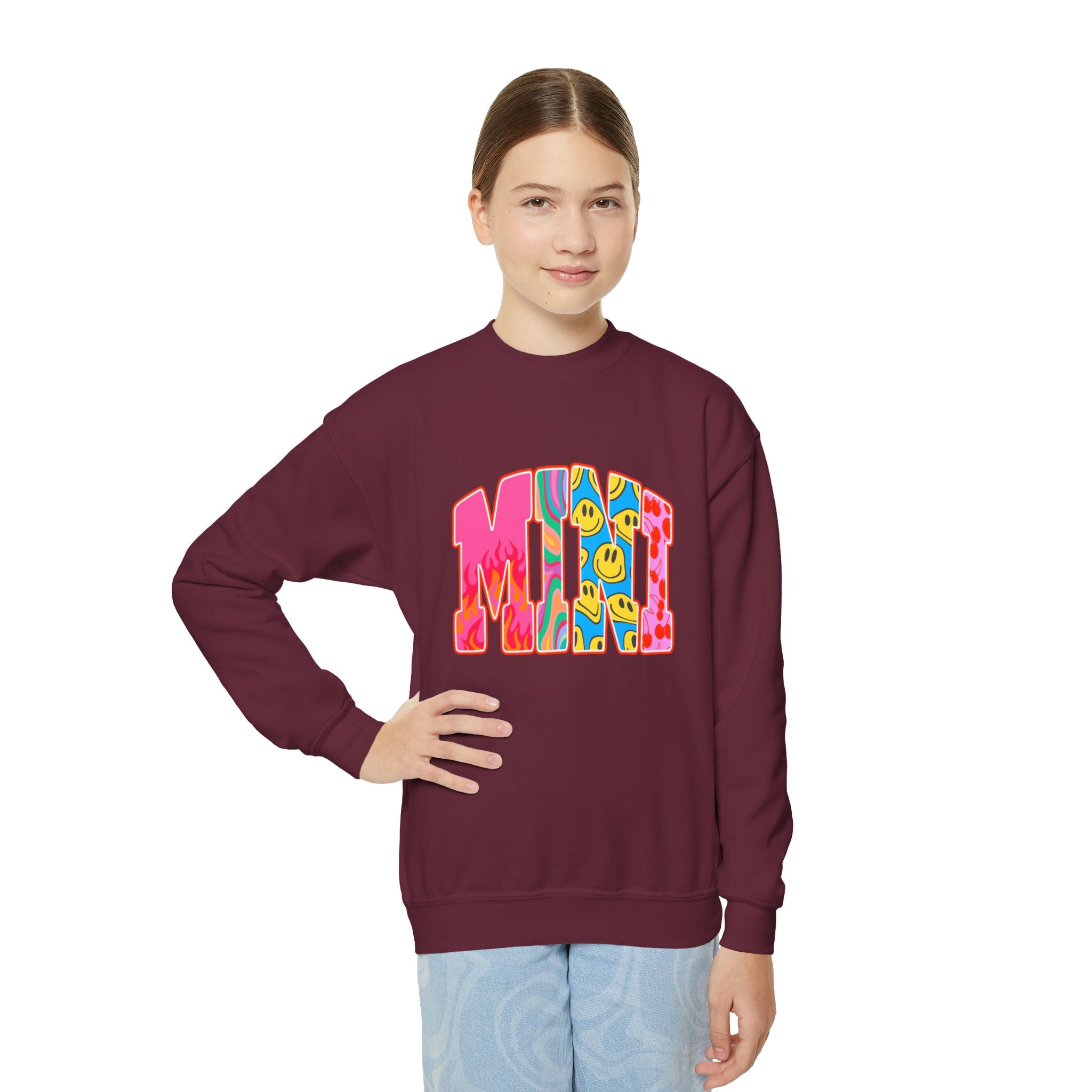 Youth Crewneck Sweatshirt — Retro 'MINI' Graphic