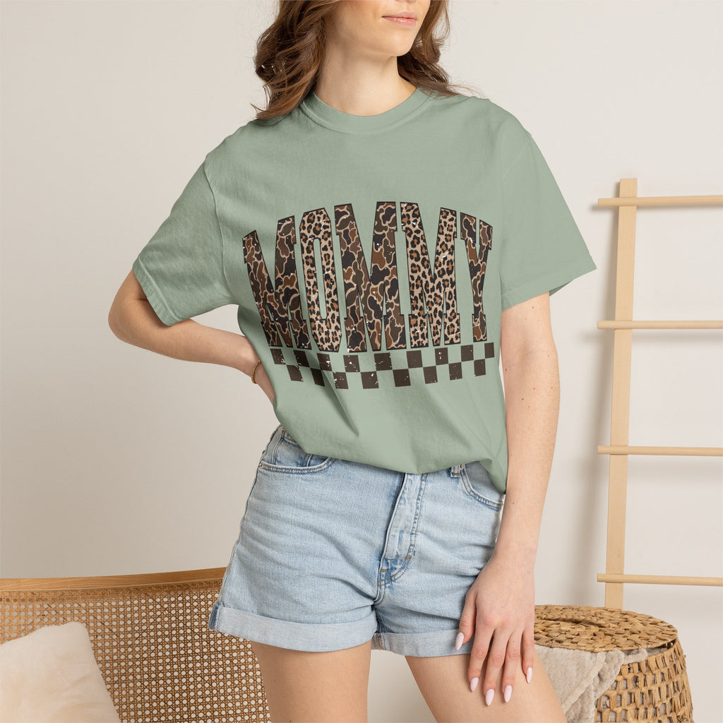 Mommy  Leopard-Checkered Print T-Shirt