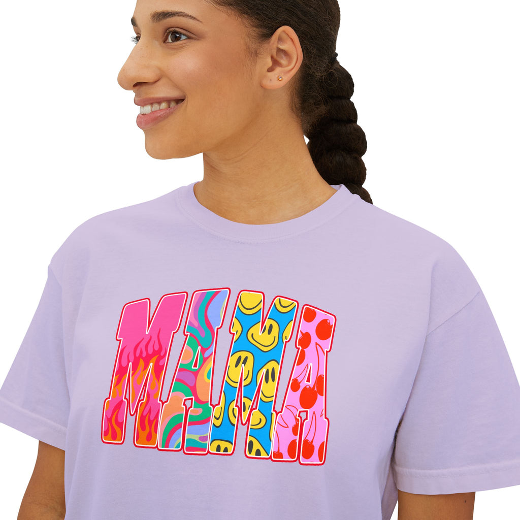 Mama Retro Graphic Tee — Women's Boxy Cropped T-Shirt