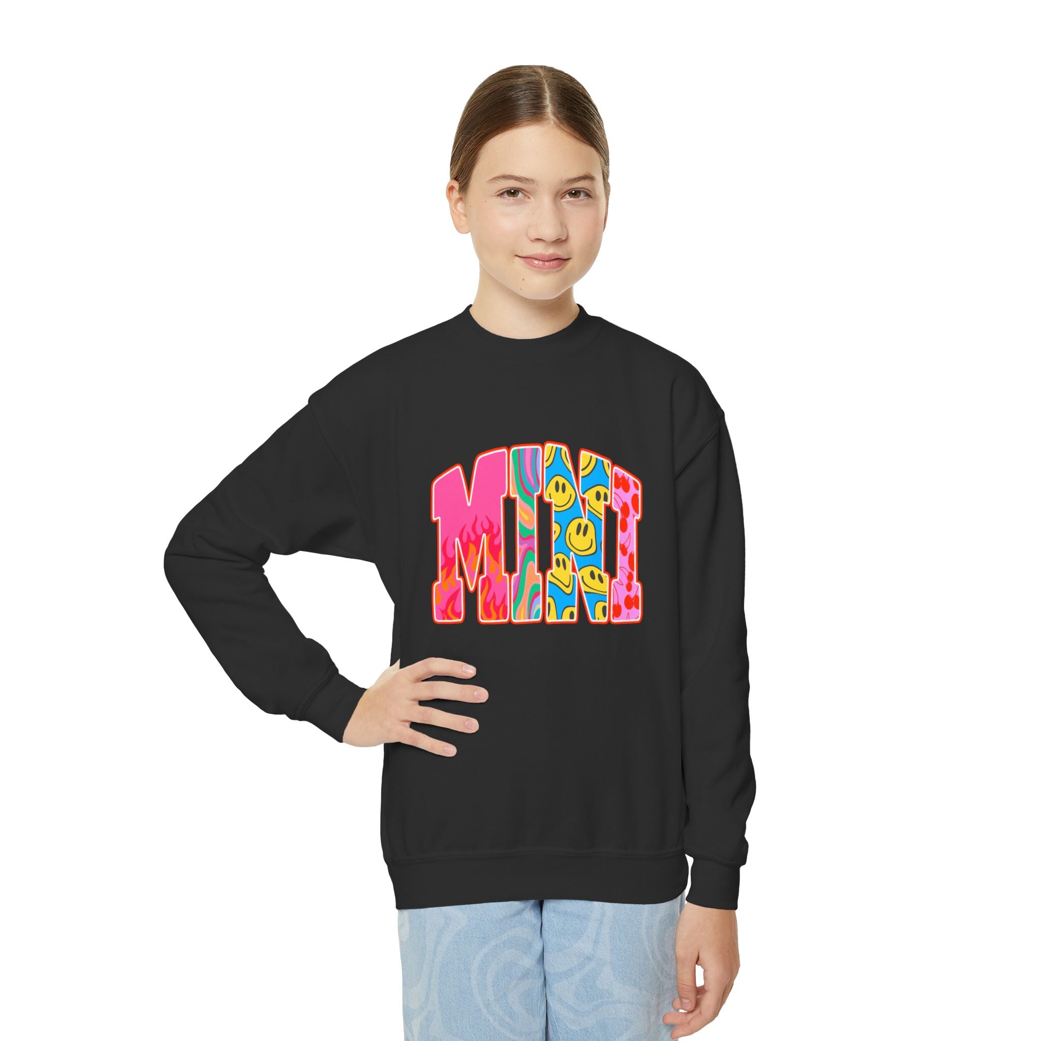 Youth Crewneck Sweatshirt — Retro 'MINI' Graphic