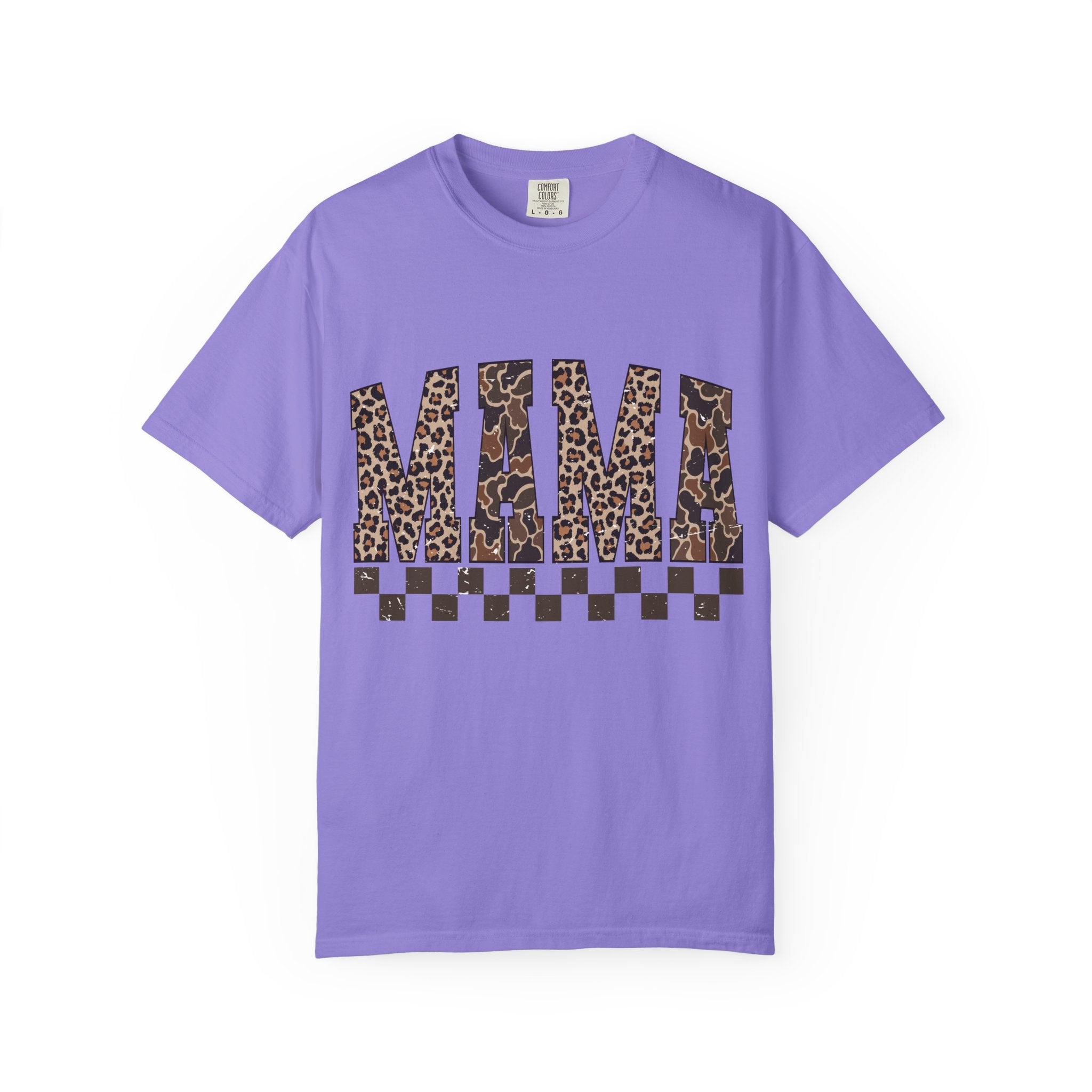 Mama  Leopard-Checkered Print T-Shirt