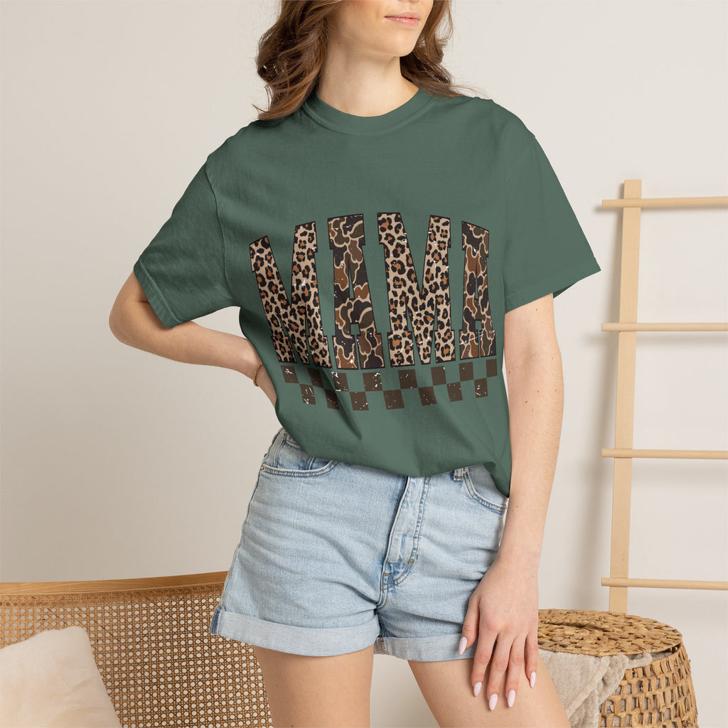 Mama  Leopard-Checkered Print T-Shirt