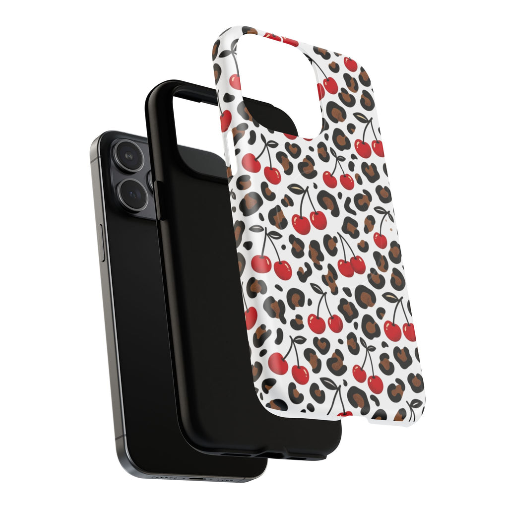 Cherry Leopard Tough Magnetic Phone Case — Protective Magnetic iPhone Cover with Red Cherry & Leopard Print