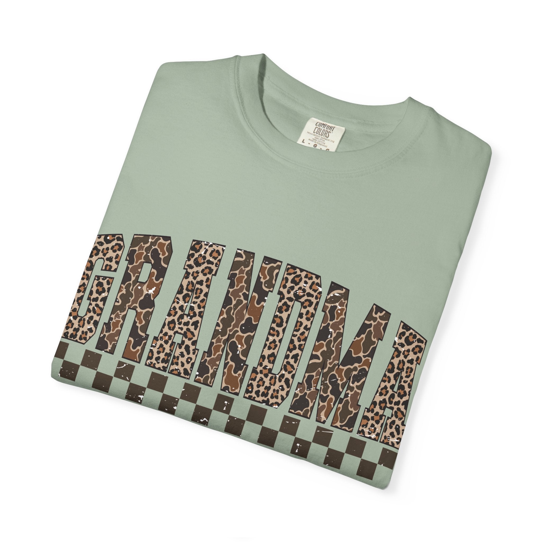 Grandma Leopard-Checkered Print T-Shirt