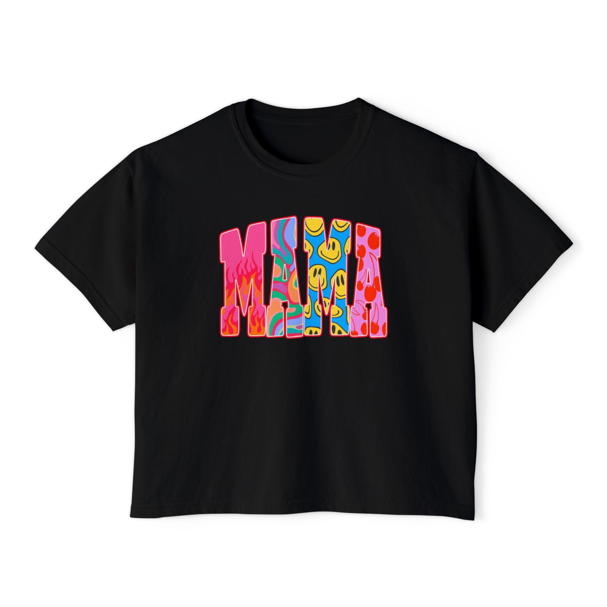 Mama Retro Graphic Tee — Women's Boxy Cropped T-Shirt