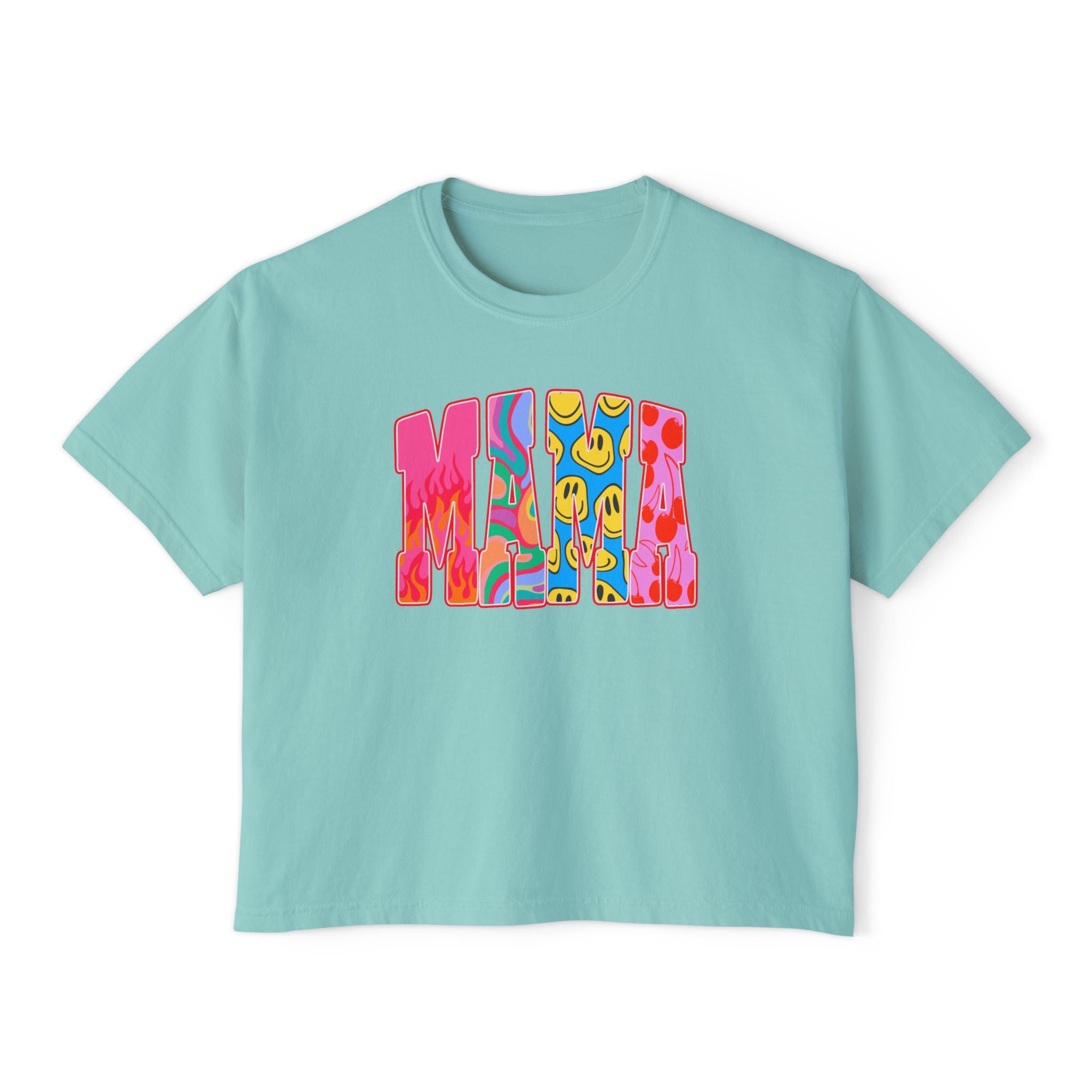 Mama Retro Graphic Tee — Women's Boxy Cropped T-Shirt