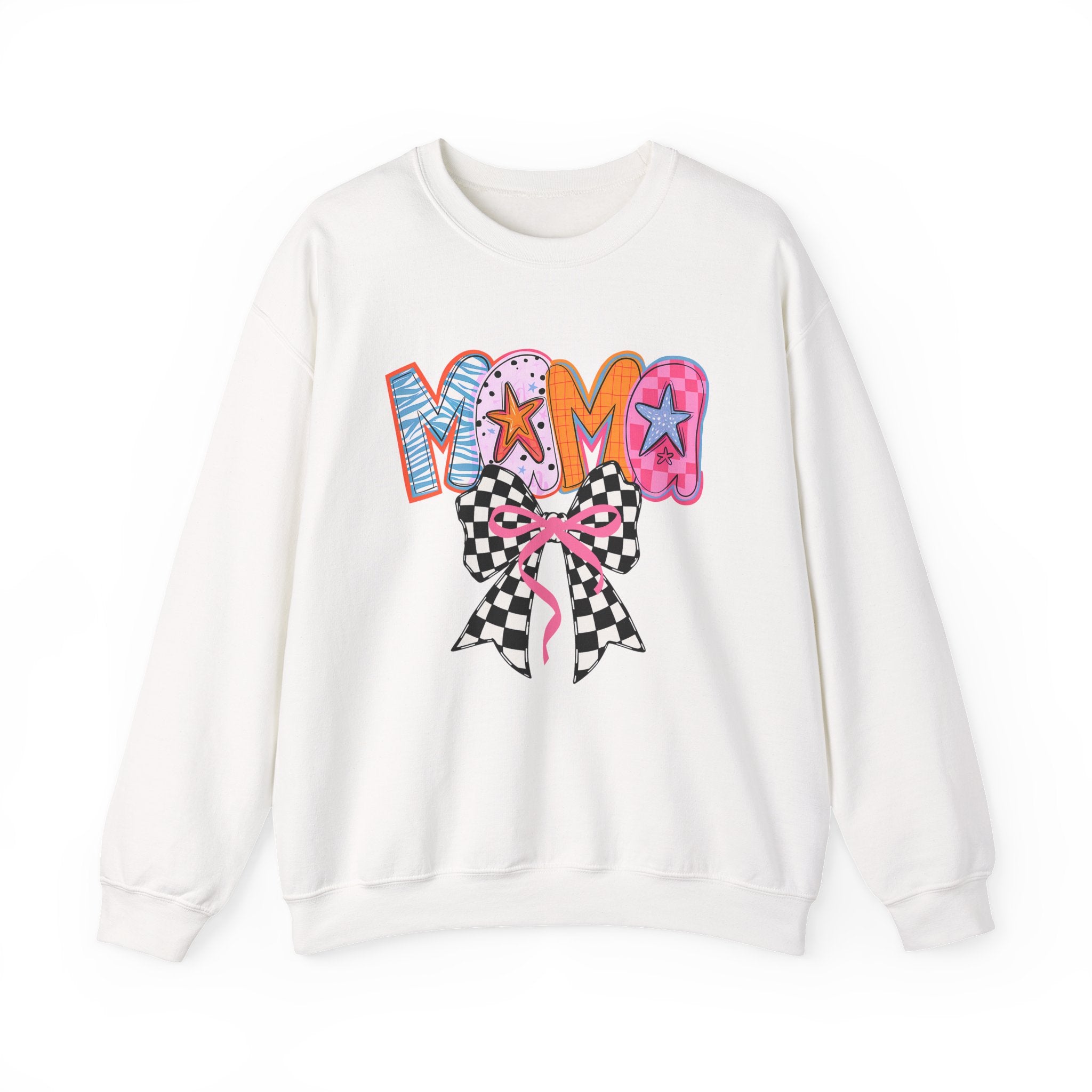 Mama Crewneck Sweatshirt with Checkerboard Bow
